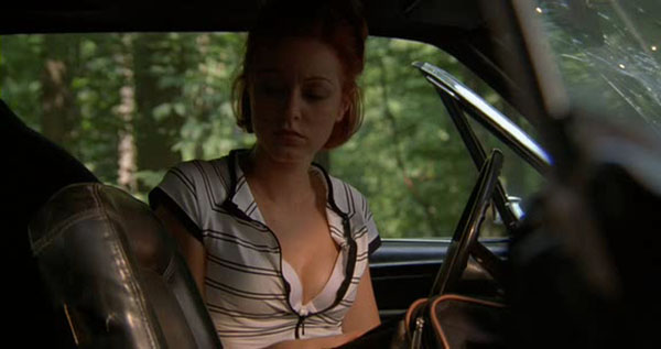 Francine in Chris&acute; totaled car